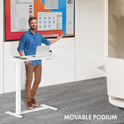 Mobile Standing Desk with Wheels Pneumatic Laptop Desk Rolling Computer Cart Movable Height Adjustable Small Sit Stand Desk Computer Workstations Home Use27.6" W x 15.7" D,White - 28x16 White