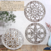 Yulejo 4 Pcs Thicken Rustic Wall Decor Farmhouse Wall Art Wooden Hollow Carved Design Decor Rustic Round Wall Art for Living Room Bedroom Hallway Decor Kitchen Wall (Black, Brown,9.8 x 9.8 Inch)