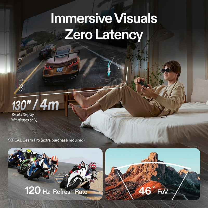 XREAL Air 2 Pro AR Glasses, Ultimate Display with 3-Level Electrochrome Darkening, 75g, 120Hz, 130", Smart Glasses, Compatible with iPhone 15/SteamDeck/ROG/Mac/PC/Android/iOS-Middle East Version - BLACK