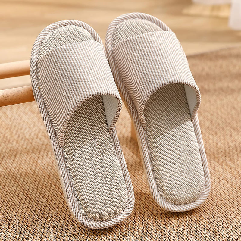 JIJIe Slippers for Women Men Linen Slippers Open Toe House Shoes Summer Sandals for Indoor Outdoor Bedroom
