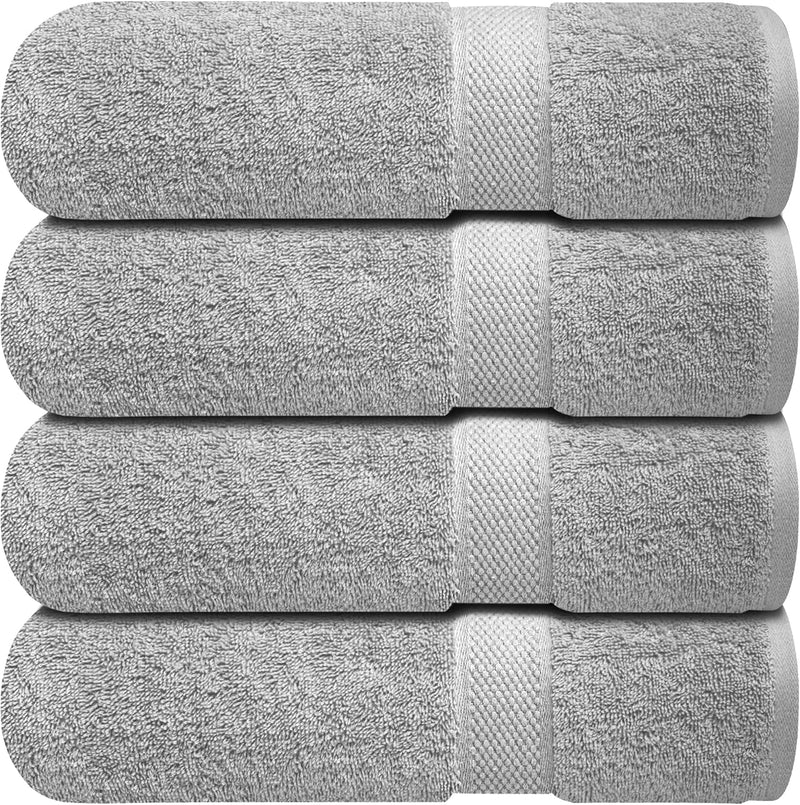 Infinitee Xclusives Premium Bath Towels Set Pack of 4-100% Ring Spun Cotton Bath Towels 70cm x 140cm - Highly Absorbent Durable Towels, Perfect for Daily Use (Charming Grey, Bath Towels)