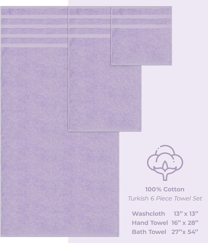 American Soft Linen GMSD 6-Piece 100% Turkish Genuine Cotton Premium & Luxury Towel Set for Bathroom & Kitchen, 2 Bath Towels, 2 Hand Towels & 2 Washcloths [Worth $72.95] - Rockridge Grey