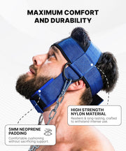 DMoose Neck Harness for Weight Lifting - 30" Heavy Duty Steel Chain - Neck Exerciser, Trainer & Strengthener for Injury Recovery Support & Workout- Adjustable Head & Chin Strap