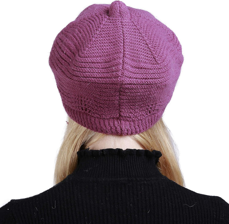 Muryobao Women's Winter Warm Slouchy Cable Knit Beanie Skull Hat with Visor