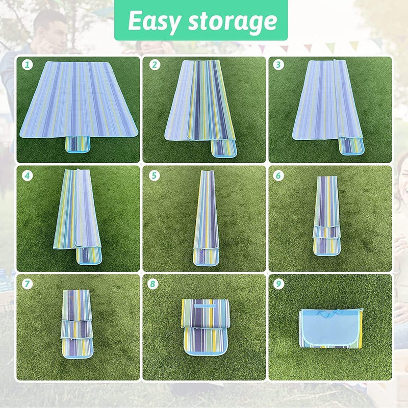 SKY-TOUCH Foldable Picnic Blanket Waterproof Beach Blanket Waterproof Picnic Blanket Portable Picnic Mat Portable Beach Mat For Outdoor Camping Family Outdoor Park Garden 200150cm