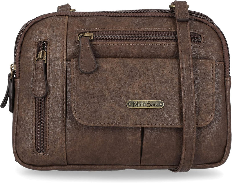 Zippy Triple Compartment Crossbody Bag - Chocolate (Austin)