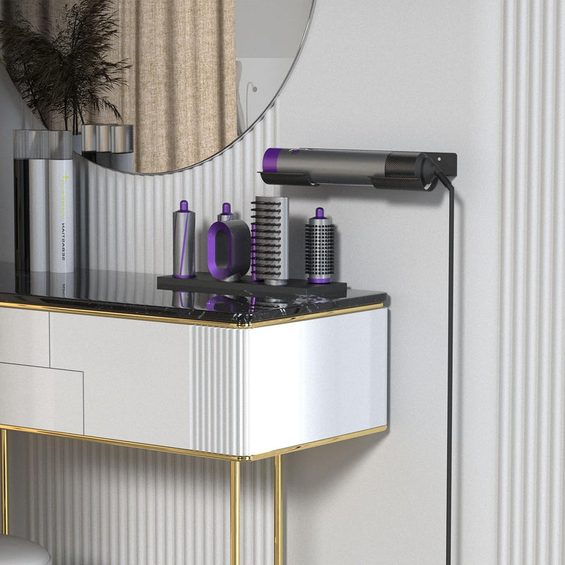 Storage Holder for Dyson Airwrap Curling Iron New Complete, Metal Wall Mount for Dyson Air Wrap Accessories Organizer with Non-Slip Silicone Pad for Bathroom Bedroom Hair Salon Barbershop