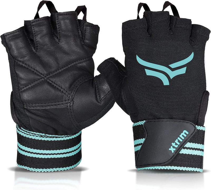 Xtrim X-Macho Leather Gym Gloves for Men & Women with Wrist Support Accessories for Weightlifting, Hand Exercise Gloves with Half-Finger Length for Gym Workout - S