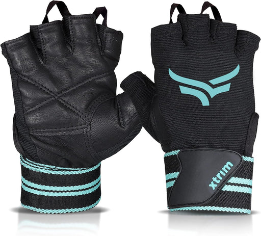 Xtrim X-Macho Leather Gym Gloves for Men & Women with Wrist Support Accessories for Weightlifting, Hand Exercise Gloves with Half-Finger Length for Gym Workout - S