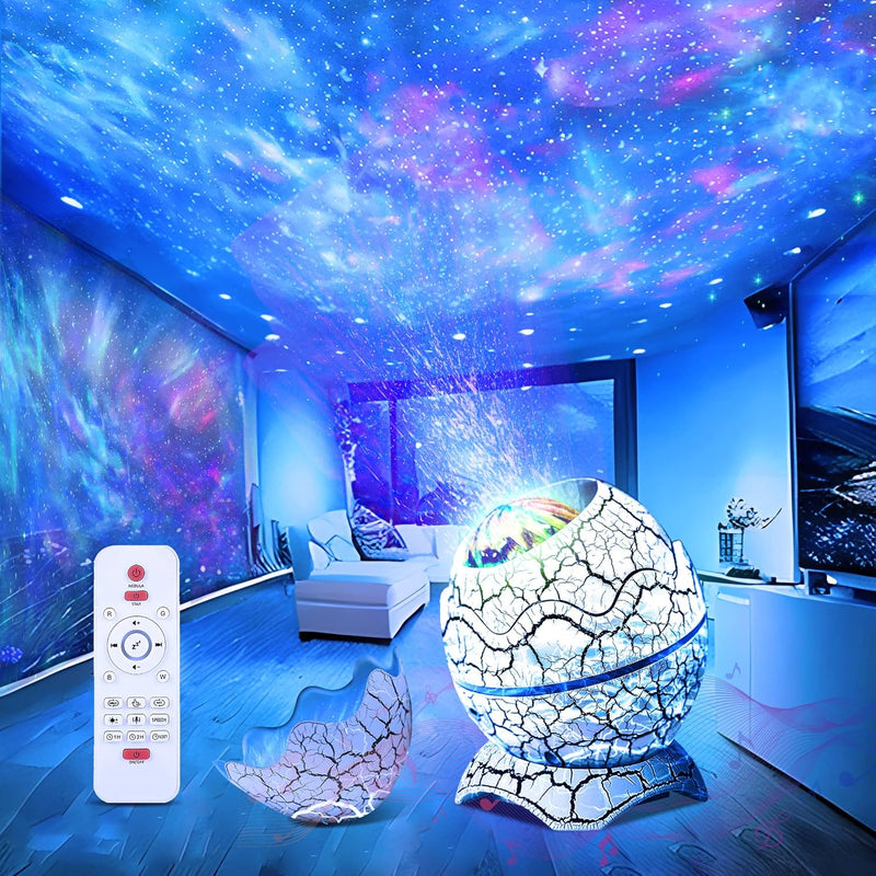 varkda Dinosaur Egg Galaxy Star Projector Starry Light with Wireless Music Player, Night Light with White Noise, Nebula,Timer & Remote Control Best Gift & Decoration for Children's and Adults' Bedroom