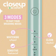 closeup Sonic Expert Green Rechargeable Toothbrush, Waterproof, with 8x Plaque Removal Power, Whitens and Cleans, Suitable for Sensitive Teeth, 1pack