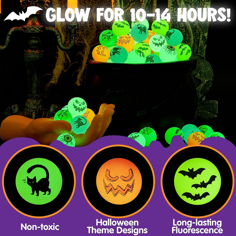 JOYIN 72 Pieces Halloween Glow in The Dark Bouncing Balls for Kids Halloween Bouncy Party Favor Supplies, Halloween Toys Gift, Trick or Treating Goodie