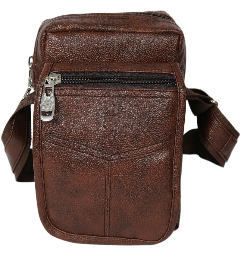 RC Rexcuir Mens Sling Bag,Shoulder Bag,Crossbody,Chest Bag, Compartment for iPad,Suitable for College,Outdoor Travels and Business Daily Use(Brown)