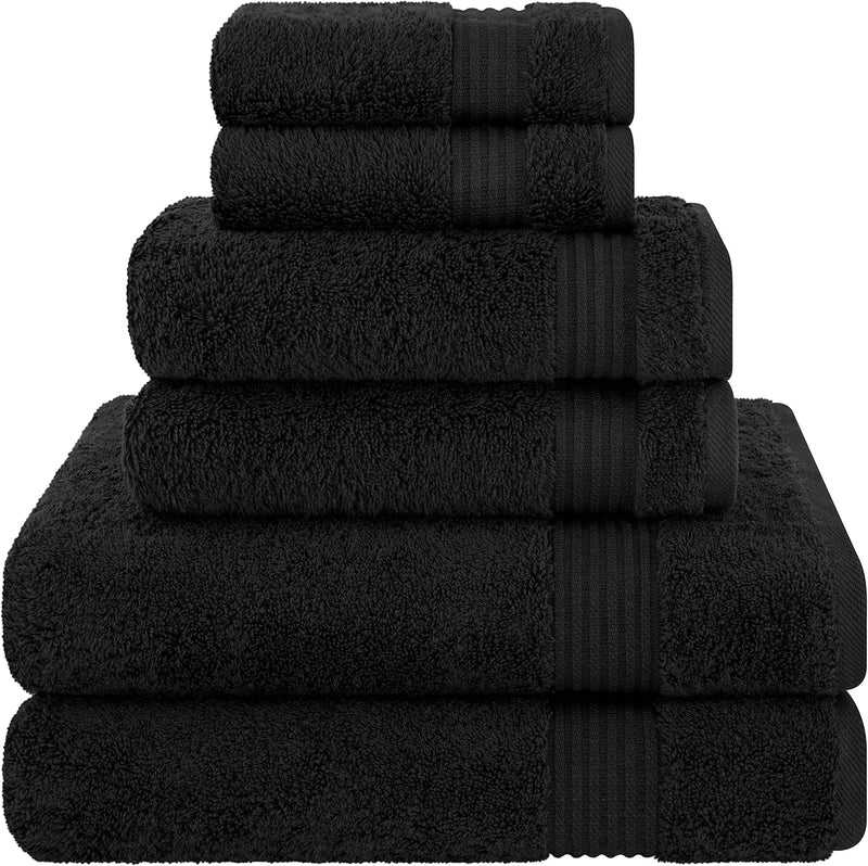 Cotton Paradise Hotel & Spa Quality, Absorbent and Soft Decorative Kitchen and Bathroom Sets, 6 Piece Turkish Towel Set, Includes 2 Bath Towels, 2 Hand Towels, 2 Washcloths, Charcoal Grey