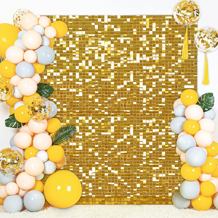 LuoluoHouse Red Shimmer Wall Panel Glitter Sequin Backdrop Panel of 24 Shiny Backdrop for Party Event Background Foil Back Drop