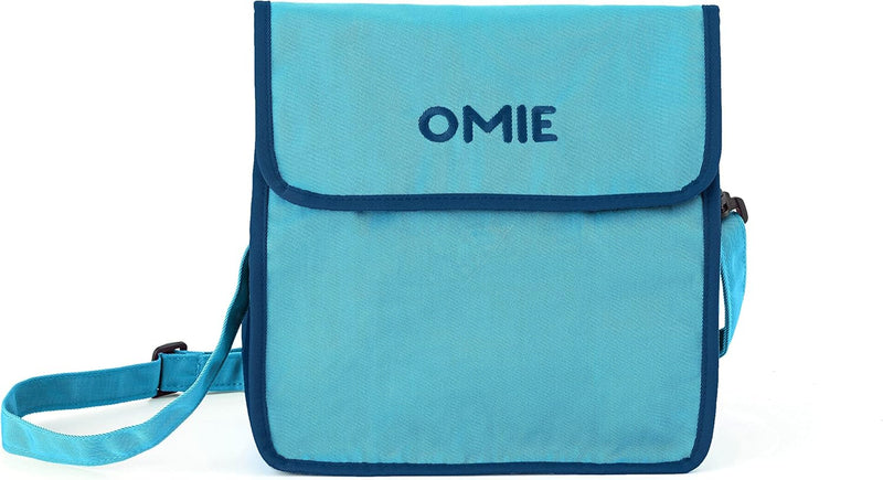 OmieBox Lunch Bag - Washable, Foldable, Durable, WaterResistant Fabric with Interior Pocket and External Bottle Holder. - Blue