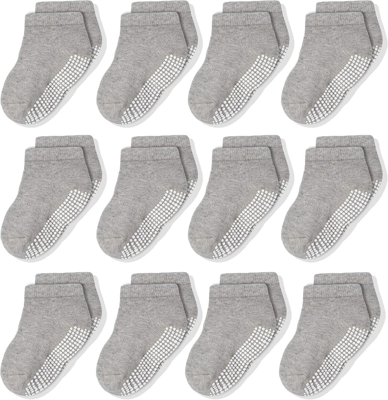 CozyWay Non-Slip Socks with Grippers - Ankle Style for Little Girls and Boys, Infants, Toddlers, Children