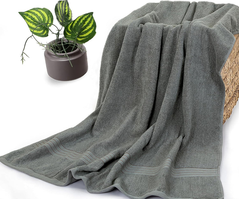 Bliss Casa Bath Towel Set 27 x 54 Inch (4 Pack) - 550 GSM 100% Cotton 20/D Quick Drying Highly Absorbent Thick Bathroom Towels - Soft Hotel Quality for Bath and Spa (Grey)