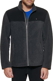 Men's Classic Zip Front Polar Fleece Jacket - Black/Charcoal