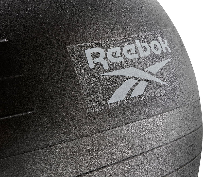 Reebok Gymball - Exercise Ball with Dual Textured Non-Slip Surface for Maximum Grip - for Core Workout, Improving Stability, and Posture at Home or The Gym - Pump Included - Black