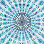 Bless International, Indian Wall Hanging Psychedelic Hippie Bohemian Peacock Mandala Tapestry Bed Sheet Gold Pink Blue King 225x265cm