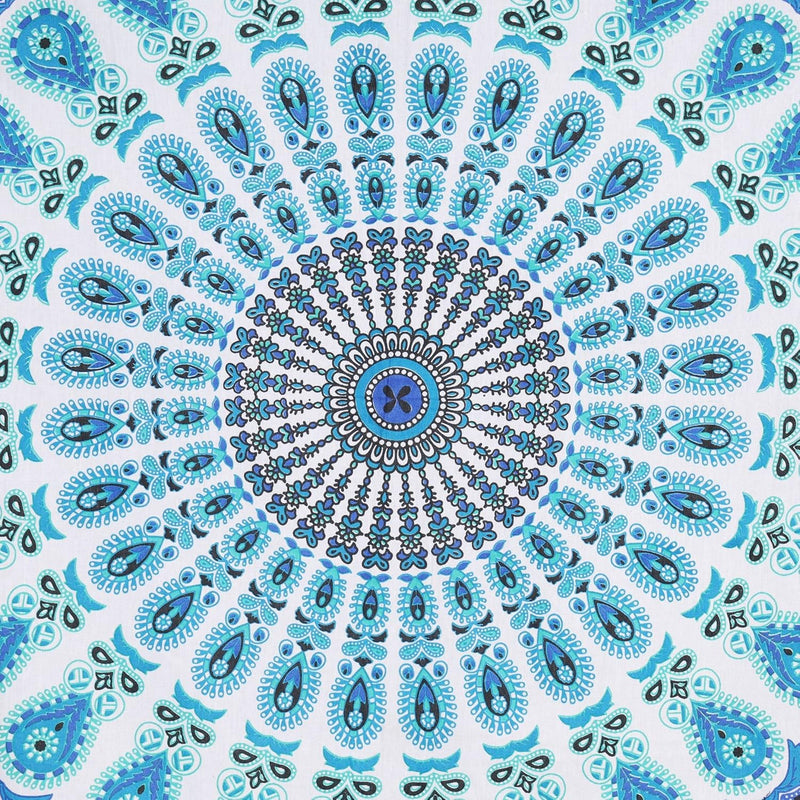 Bless International, Indian Wall Hanging Psychedelic Hippie Bohemian Peacock Mandala Tapestry Bed Sheet Gold Pink Blue King 225x265cm