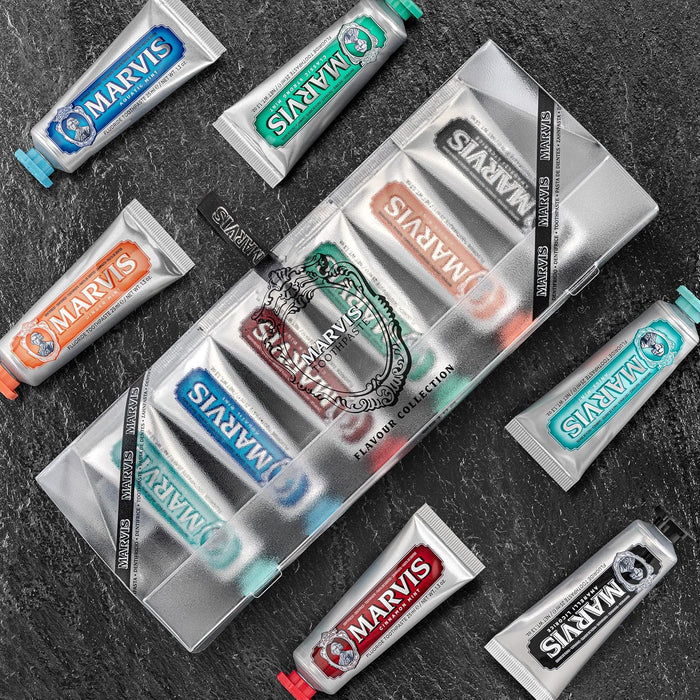 Marvis Toothpaste Flavour Collection, 25ml (Pack of 6), Travel Size Toothpaste, Sensational Flavours for a Long-Lasting Freshness