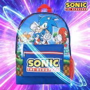 Sonic the Hedgehog School Bag Kids Backpack for Boys Blue Large Capacity Backpack for School Travel Sports Book Bag 2 Pockets Sonic Gifts for Boys (Dark Blue)
