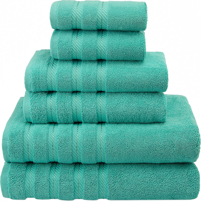 American Soft Linen GMSD 6-Piece 100% Turkish Genuine Cotton Premium & Luxury Towel Set for Bathroom & Kitchen, 2 Bath Towels, 2 Hand Towels & 2 Washcloths [Worth $72.95] - Rockridge Grey