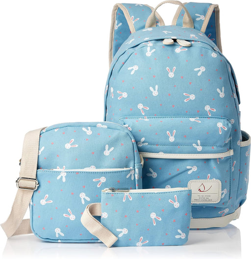 Set Of 3 Rabit Printed Kids Bags 824 Blue/White Blue/White