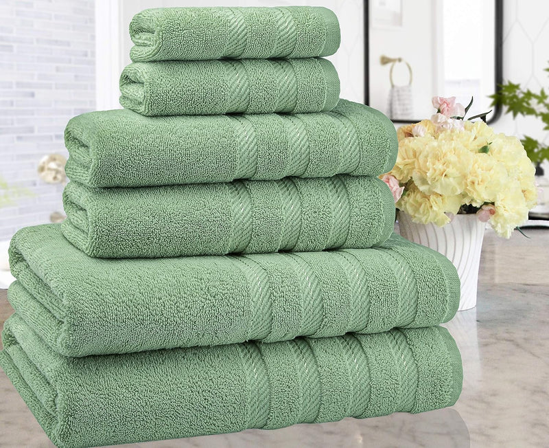 American Soft Linen GMSD 6-Piece 100% Turkish Genuine Cotton Premium & Luxury Towel Set for Bathroom & Kitchen, 2 Bath Towels, 2 Hand Towels & 2 Washcloths [Worth $72.95] - Rockridge Grey